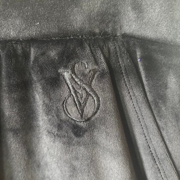 Victoria’s Secret Black Velour Jogger Pants L Rhinestone Zip Detail - Picture 5 of 8